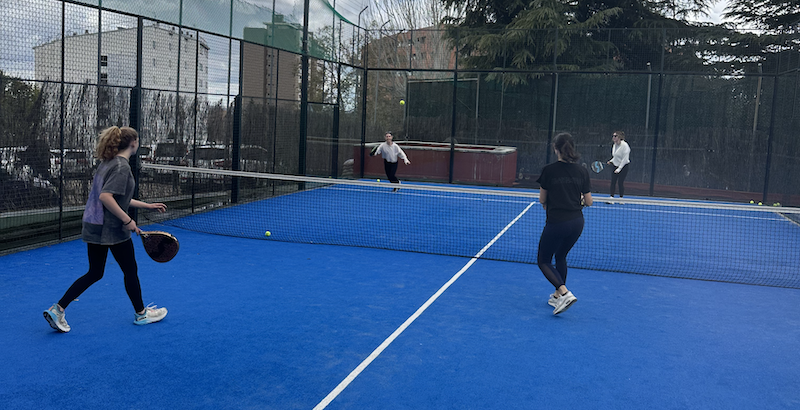Group of padel players in Madrid